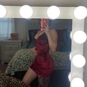 Crushed velvet mini dress